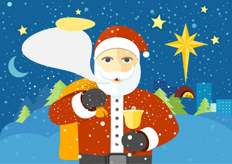 Happy Santa Claus with Speech Bubble for Text.