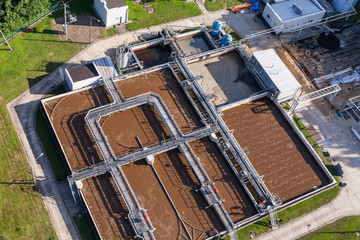 aerial view of sewage treatment plant