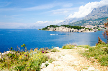 Naklejka na ściany i meble beautiful coast of Adriatic sea on Makarska riviera in Dalmatia, Croatia