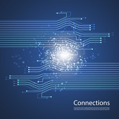 Connections, Networks - Blue Abstract Technology Background Design Template