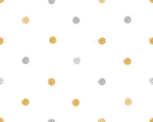 Shiny seamless background with golden and silver glitter dots decoration