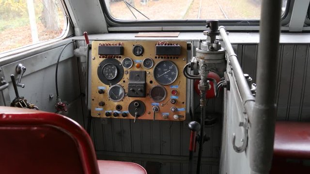 control panel inside old train