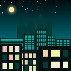illustration of the city at night