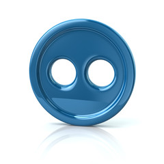 3d illustration of blue sewing button