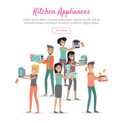 Kitchen Appliances. Set of People on Store Sale