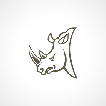 Head rhino line logo sign isolated