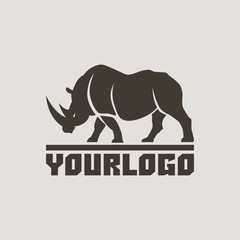 Rhino going profile logo sign vector illustration