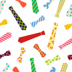 Obraz premium Ties and bow ties pattern in cartoon style.