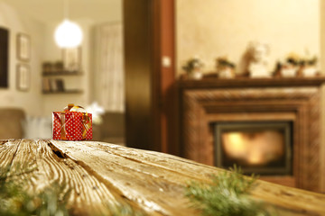 wooden desk and xmas time 