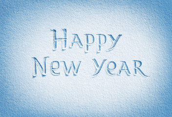 Happy New Year! Background of fresh snow texture in blue tone. High resolution product, top view