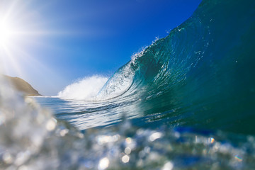 Bright blue ocean wave