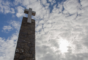 Large cross monument and viewpoint at Cape Roca (Cabo da Roca), Sintra, Portugal