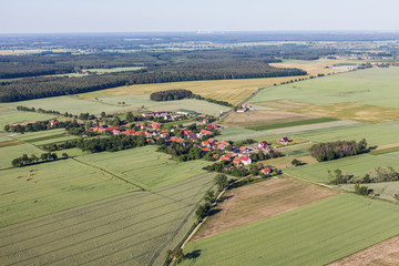 Fototapeta premium aerial view of the harvest fields