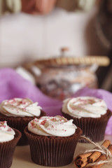 Decorated chocolate cupcakes