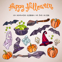 Halloween items set.