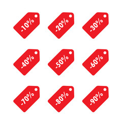 Red discount tag set vector