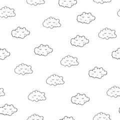Interesting seamless pattern with cute sleeping clouds. Good nig