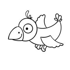 Awesome cartoon little flying bird, crow.