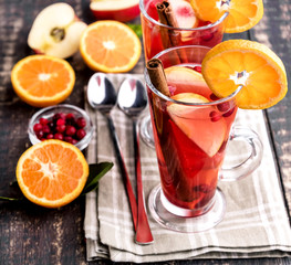 Hot fruits tea Citrus Apples Berry Cinnamon