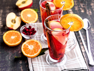 Hot fruits tea Citrus Apples Berry Cinnamon