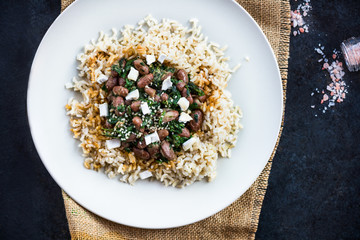 Brown Rice with Kidney Beans. Healthy Lunch