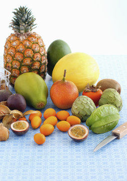 Arrangement of exotic fruits