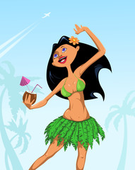 Happy girl with a drink in hand