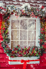Fototapeta na wymiar Christmas Window Holiday Home 