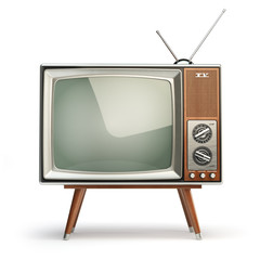 Retro TV set isolated on white background. Communication, media