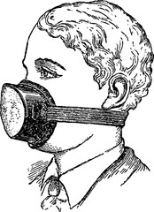Vintage image head, respirator