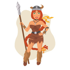 Viking Girl Holds Spear