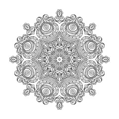 Vector hand drawn doodle mandala for coloring book. 