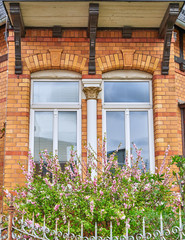 Fototapeta na wymiar vintage windows, traditional German house detail
