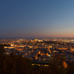 Athens Greece, view in the dusk from the northern part of Acropolis