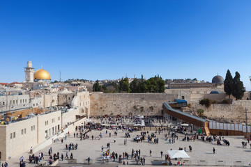 Naklejka premium Jerusalem's Western wall and Dome of the rock 