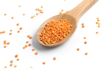 Red or Canadian Orange Lentil into a spoon