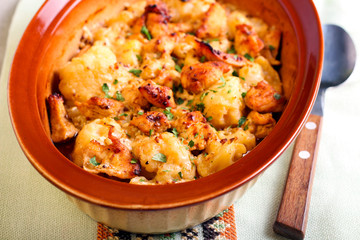 Cauliflower and chicken breast bake