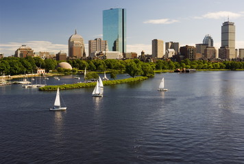 City skyline from the Charles River, Boston, Massachusetts, USA