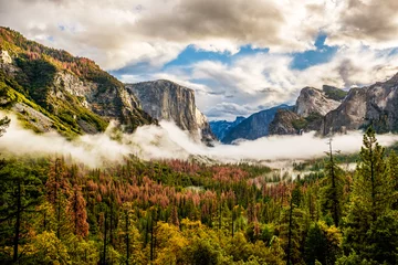 Tuinposter Yosemite Valley at cloudy autumn morning © haveseen