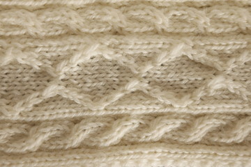 Fototapeta na wymiar Aran woolen knitting pattern background
