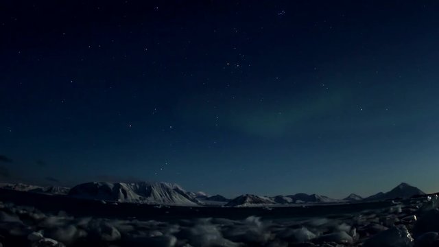 Night in arctic. Northen Lights in 4K. 