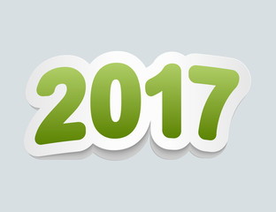Happy New Year 2017 background. Vector 2017 icon. Curved sign from paper stickers.