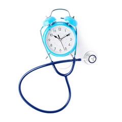 Close up view of stethoscope over isolated white background