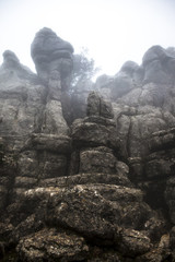 El Torcal De Antequera in the fog, Malaga, Spain