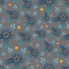 Plants with berries seamless pattern