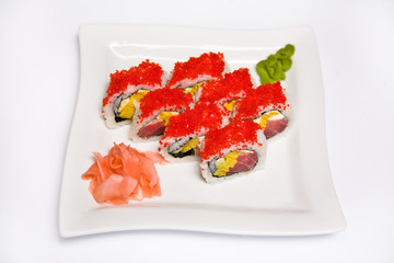 Japanese rolls with caviar and tuna