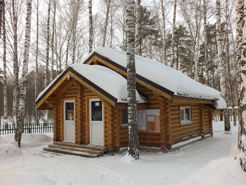 Wooden House In Akademgorodok In Winter, Novosibirsk