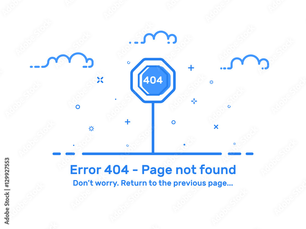 Wall mural vector illustration of background template web page. concept error 404 page not found in flat line s