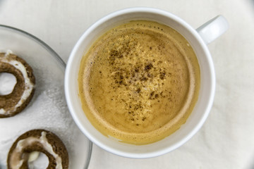 Frothy Cappuccino with Plate of Spiced Cookies