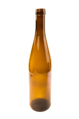 Recyclable brown wine glass bottle isolated on  a white background. Recyclable waste series.
